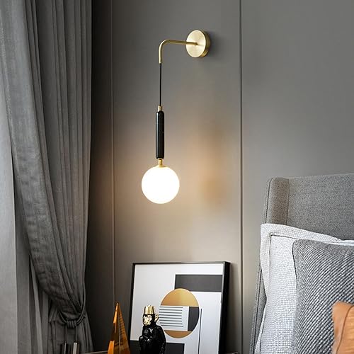 Lámpara de pared de mármol negro y barra de luz vintage moderna 3