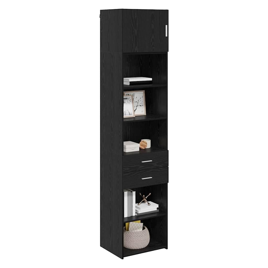 Highboard nero effetto rovere, 50 x 42,5 x 225 cm, in legno