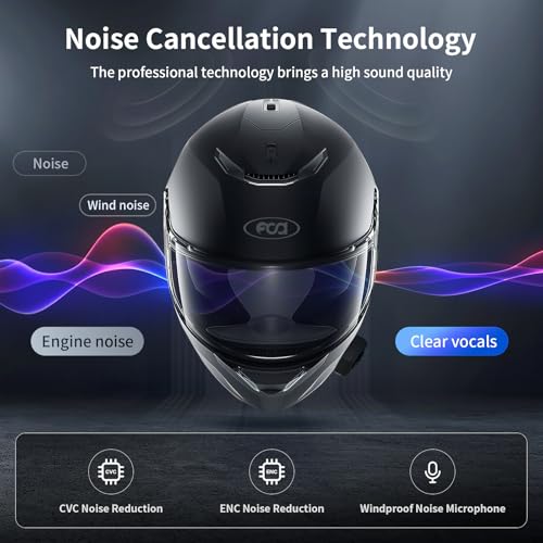 FODSPORTS Mesh Motorcycle Intercom, FX10C Motorcycle Bluetooth Headset with Audio Multitasking, Up to 24 Riders Helmet Communication System with Music Sharing for Motorbike/ATV/Dirt Bike, 2 Pack