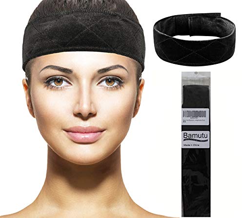Bamutu Velvet Wig Grip Headband for Women Adjustable Non Slip Elastic Wig Hair Band (Black)