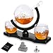 Whisky Karaffe Globus für Alkohol - Whiskey Decanter Set mit Whiskyglas und Holzständer, Geschenke für Männer und Vater, Whiskey Dekanter Set für Rum, Scotch, Bourbon, Wodka