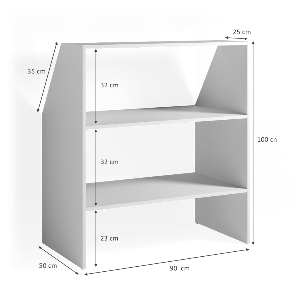 Vicco Estante para Techo Inclinado, Blanco, 90 x 100 cm | para almacenar cajas y libros bajo techos inclinados