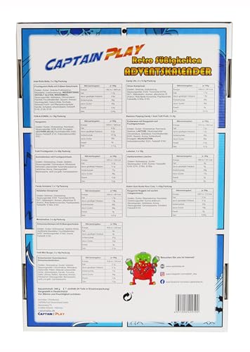 CAPTAIN PLAY Retro Süßigkeiten Adventskalender 2025, Weihnachtskalender mit Süßigkeiten, 348g Retro Adventskalender Süßigkeiten