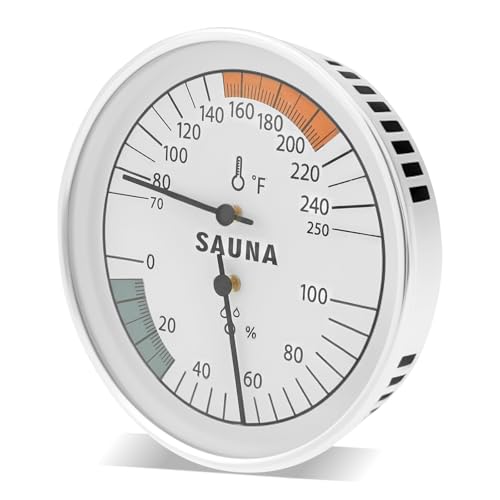 Sauna Thermometer Hygrometer, 2 in 1 Aluminum Sauna Thermometer and Hygrometer with High Accuracy, Saunas Accessories for Measuring Temperature and Humidity
