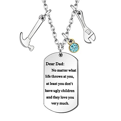 Pendant Dad Men Necklace Gifts Father's Day Birthday Appreciate Necklace Gifts For Dad Christmas Thanksgiving Father Jewelry Necklace Gifts Dad No Matter What Life Throws At You Stainless Steel #TOP4