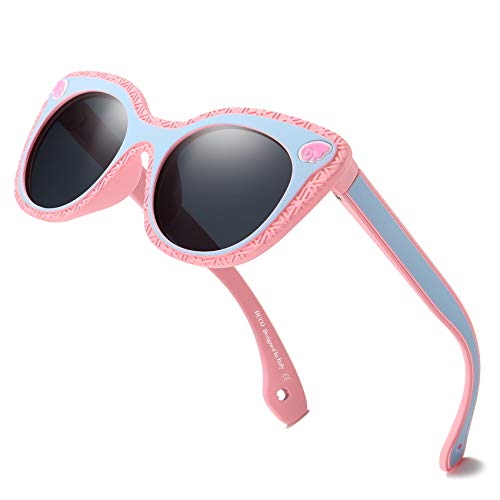 DUCO Cute Polarized Kids Sunglasses for Girls Boys Flexible Children Shades UV Protection Age 6-10 K018 - Main Image