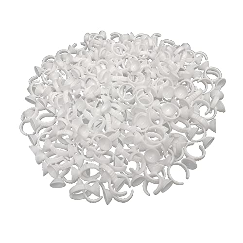 200 pcs Kleber Ring Wimpern,Einweg-Kleber Halter,Kunststoff Ringe und Tassen für Wimpern Extensions,Kleber Ring für Wimpernverlängerung Tattoo Pigment Cover