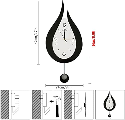 GFFTYX 20.4 Inch Acrylic Wall Clock Silent & Non-Ticking Swing Wall Clock ,Easy Readable Big Numbers,Ideal for Any Room in Home Dining Room Kitchen Office School (black+white)