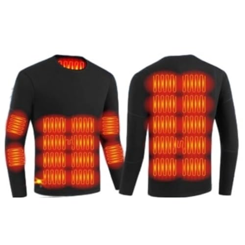 KQIVAM Men's Heated Underwear, USB Electric Thermal Heating Baselayer Top, Heated Sweatshirt, Body Warmers, 16 Heating Zones Warm Sweaters for Jogging Skiing Cycling Fishing and Motorcycling