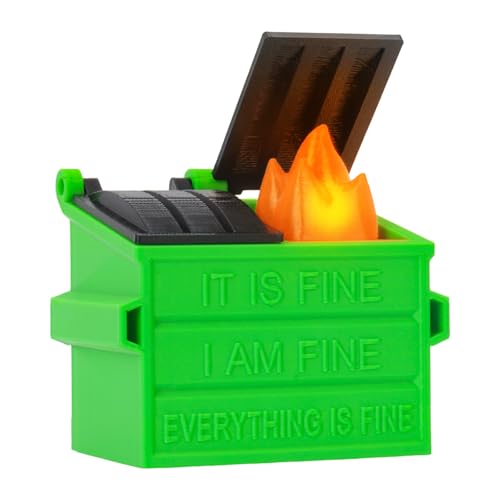 Dalycro Dumpster Fire Ornament with LED Light Dumpster Funny Christmas Ornaments 2025 for Friends and Family Desk Accessories (Light Green)