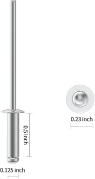 VGBUY (260Pcs) 1/8 x 1/2 Aluminum Blind Rivets, 3.2 x 12mm Pop Rivets,Rivets for Metal,Silver-(VG10103)