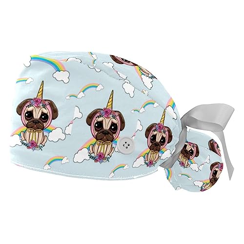 2 Calots de travail carlin arc-en-ciel VERED réglables avec bandeau absorbant
