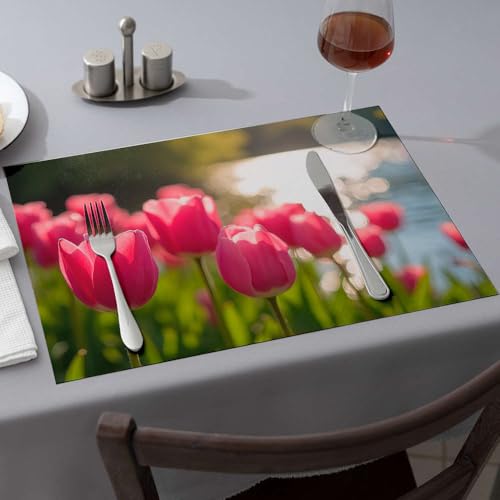 Tapis en silicone pour comptoir anti-rayure napperon de table tulipes 6PCS - 2