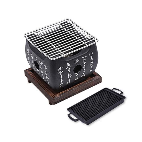 Parrilla portátil de carbón japonés para interiores y exteriores, cocina, camping, barbacoa, accesorios perfectos para picnics y reuniones (15 x 15 x 14 cm)
