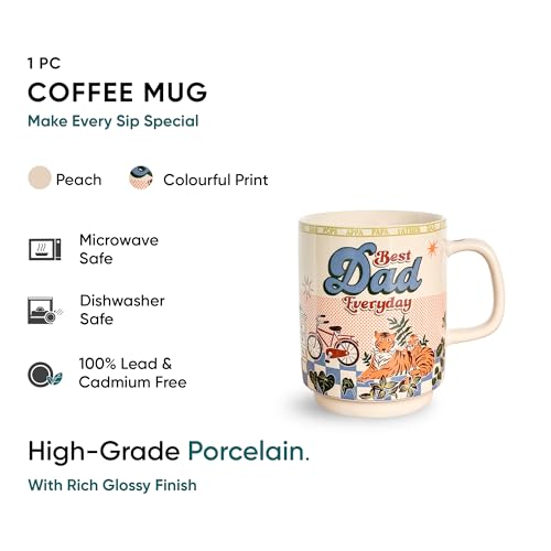 Image of Shay Dad Printed Ceramic Coffee Mug, 300 ml | Father's Day Mug for Dad, Papa | Tea, Coffee for Home & Office use (Rise Mug 1Pc Dad)