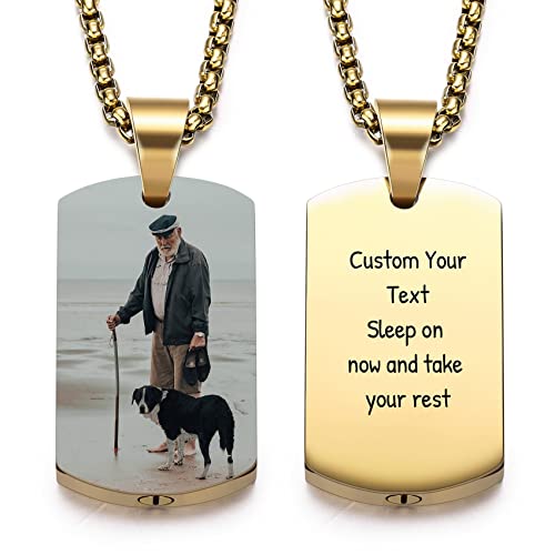 MunkiMix Personalisierte Anhänger Urne Halskette Hundemarke Gravur Foto/Name/Datum/Kalender Angepasst für Männer Frauen Hund Katze Haustier Asche Andenken Edelstahl Feuerbestattung Schmuck Cover