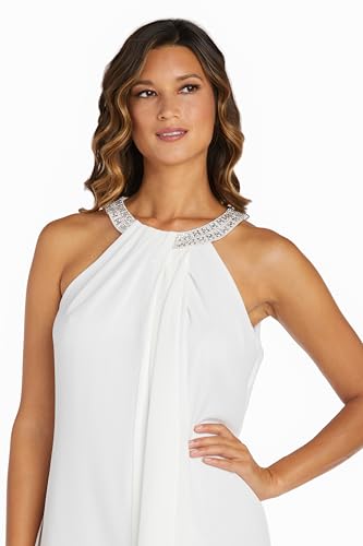 Image of R&M Richards Women's Chiffon Halter Cocktail Dress W /Jeweled Neckband & Cascade Drape