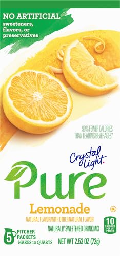 Crystal Light Pure Lemonade Naturally Flavored Powdered Drink Mix 5 Count Pitcher Packets
