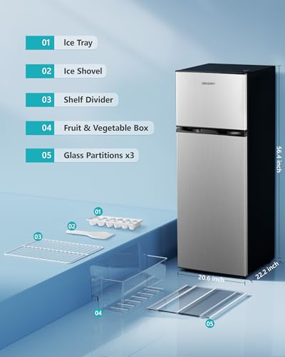 image for EUHOMY 7.4 Cu.Ft. Refrigerator with Freezer, 2 Door Fridge, Large Capa