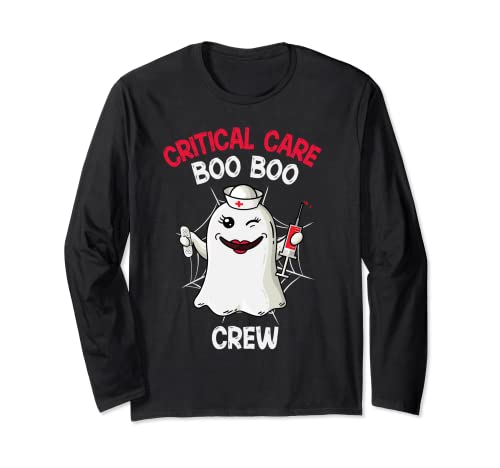 Critical Care Boo Boo Crew Nursing Disfraz de enfermera de Halloween Manga Larga