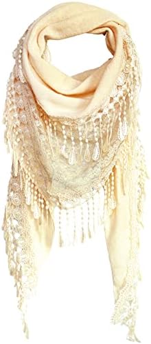 KMystic Lace Triangle Sheer Scarf (Winter Cream)