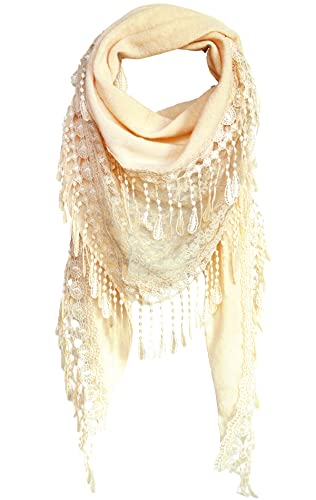 Kmystic Lace Triangle Sheer Scarf (Winter Cream) #TOP1
