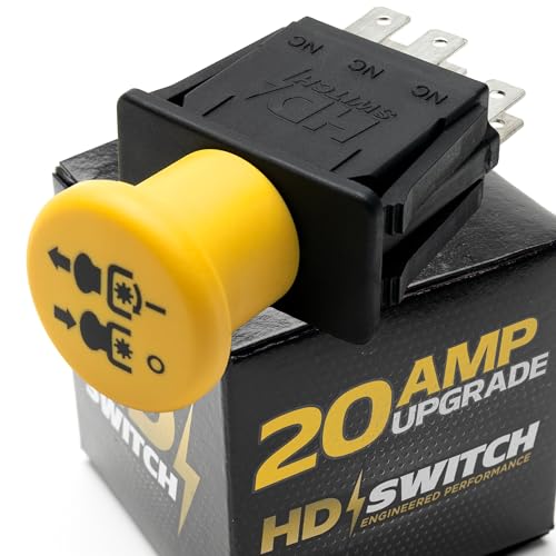 20 AMP Upgrade Blade Clutch PTO Switch Replaces Scag 483957 481687 - Yellow Used with 461715 461660 461661 462166 461772 462339 484276 Electric PTO Clutch 461826 461662