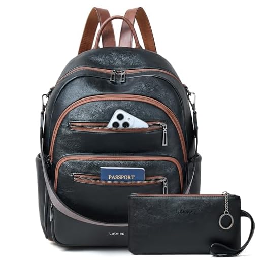 Stylish LATMAP Leather Laptop Backpack