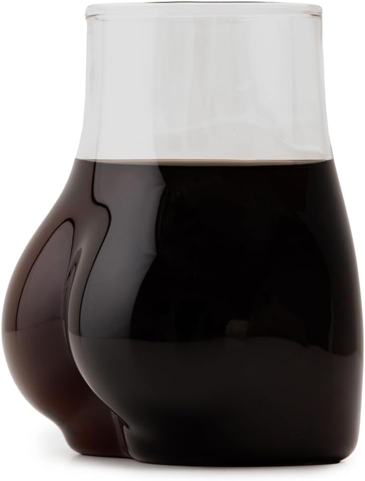 BBL Glass Set of 2 – 15oz Butt Shaped Drinking Glasses, Big Booty Novelty Cups, Funny Barware Gift for Adults, Unique Cocktail & Party Glassware