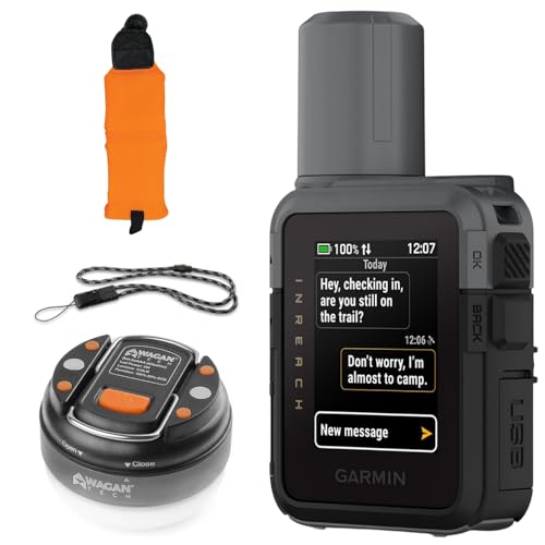 Garmin inReach Mini 3 Compact SOS Satellite Communicator with Touchscreen 010-03387-00 Bundle with Quick Release Lanyard, Orange Floating Foam Wrist Strap and LED Brite-Nite Dome Lantern Flashlight
