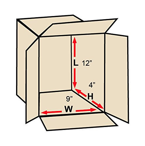 Image of Partners Brand P1294100PK Flat Corrugated Boxes, 12 inch L x 9 inch W x 4 inch H, Kraft (Pack of 100)