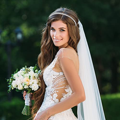 8 Pcs Rhinestones Wedding Headbands Bridal Floral Crown Headband Pearls Headband Crystal Goddess Leaf Headband Tiara Bridal Hairband Hair Accessories For Bride Bridesmaids Wedding Party #TOP4