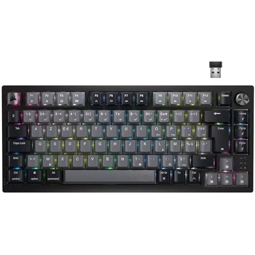 Corsair K65 Plus Wireless 75% RGB Clavier Mécanique de Jeu Remplaçable à Chaud – Commutateurs Linéaires MLX Red Pré-Lubrifiés – Capuchons de Touches PBT – AZERTY FR – Noir