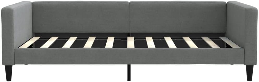 Modern Twin Day Bed with Dark Grey Fabric Sofa and Bed Convertible Design for Living Room Bedroom Durable Metal Wood Frame Easy Clean Polyester
