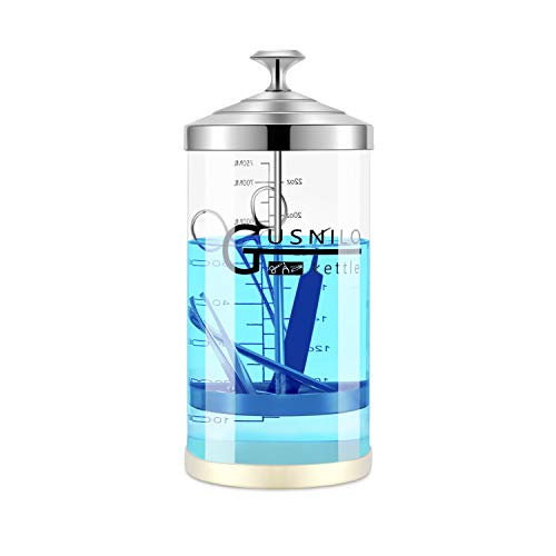 Gusnilo Barber Sanitizer Jar (30 Oz) with Stainless Steel Tray – Ideal for Spa, Salon & Nail Tools