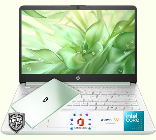 Image of HP 14 inch Willow Green Laptop • Intel 4-Core N150 Processor • 4GB RAM • 128GB SSD + 1TB Cloud Storage • Microsoft 365 & Copilot AI • Windows 11 • Thin & Portable Student Laptop