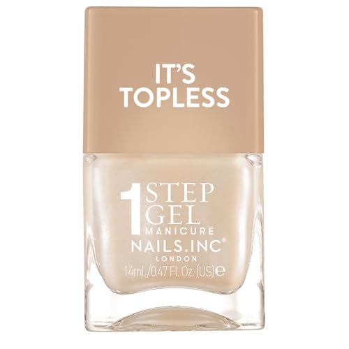 Nails Inc It's Topless Gel-Like Nail Polish, 4-in-1 Base Coat, Treatment, Colour & Top Coat, Long Lasting, Strong, Chip Free Nails, Glossy Salon Quality Manicure, Air Dry Nail Polish, Demi, 14 ML