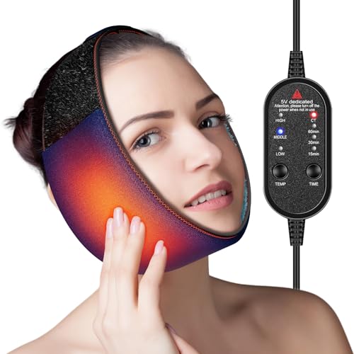 Mloas tmj Heating pad for jaw tmj Relief Products jaw with 3 Heat and 4 Time Settings for TMD Chin Wisdom Teeth Issues Oral and Facial Surgery (Deep Blue)