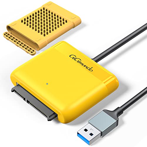 GiGimundo Adaptateur SATA USB 3.0 vers SATA 5 Gbit/s avec étui de protection en silicone en jaune pour disque dur pour disque dur/SSD SATA 2,5 pouces, compatible avec les graveurs SATA 2.5'' (GM1-3AB)