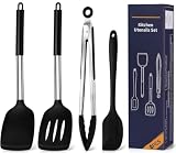 Küchenutensilien Set, Pfannenwender aus lebensmittelechtem Silikon, Antihaft Küchenhelfer Set, BPA-frei, Robust, Hitzebeständig Kochset, geeignet für Flipping Fisch, Steak(4 Stück)
