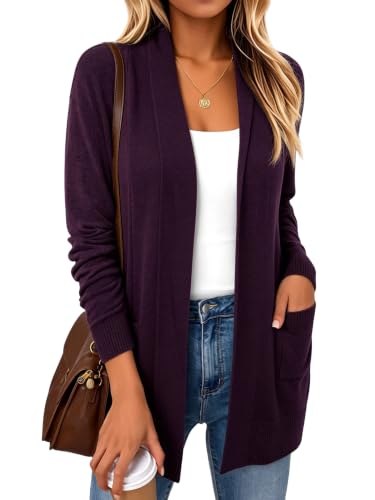 Image of Spicy Sandia Women's Basic Open Front Long Cardigan Sweaters with Pockets | Capsule Wardrobe Essentials, Early Fall 2026 Trendy