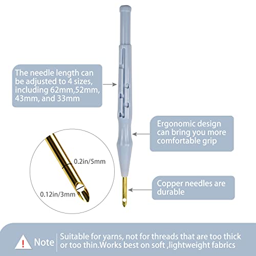 16 PCS Punch Needle Kits Adjustable Rug Yarn Punch Needle Wooden Handle Embroidery Pen Needle Threader Punch Needle Cloth for Embroidery Floss Cross Stitching Beginner - Thumbnail 3
