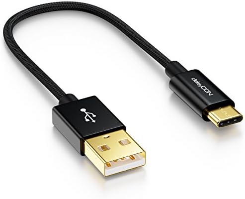 deleyCON 1m Kabel USB-C - Kabel do Ładowania Kabel do Transmisji Danych - Nylon + Metalowa Wtyczka - USB C na USB A - Kompatybilny z Apple Samsung Google Huawei Xiaomi Tablet Laptop PC - Czarny