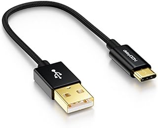 deleyCON 1m Kabel USB-C - Kabel do Ładowania Kabel do Transmisji Danych - Nylon + Metalowa Wtyczka - USB C na USB A - Kompatybilny z Apple Samsung Google Huawei Xiaomi Tablet Laptop PC - Czarny