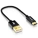 Produktbild deleyCON 15cm USB-C Kabel - Ladekabel Datenkabel - Nylon + Metallstecker - USB C auf USB A - Kompatibel mit Apple Samsung Google Huawei Xiaomi Tablet Laptop PC - Schwarz