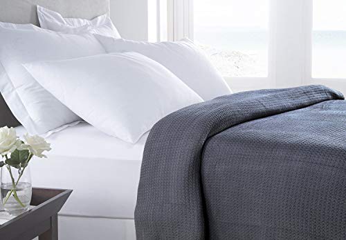 Hillfair 100% Combed Cotton Blanket– California King Size Bed Blankets– Warm Soft All Season Breathable Blankets– Extra Large Oversized California King Blanket- Grey King Bed Cotton Blankets #TOP1