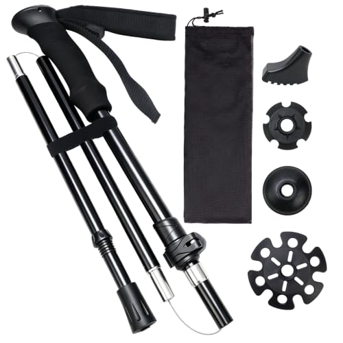 Raxfekro Bastones de senderismo plegables de aluminio, 1 unidad