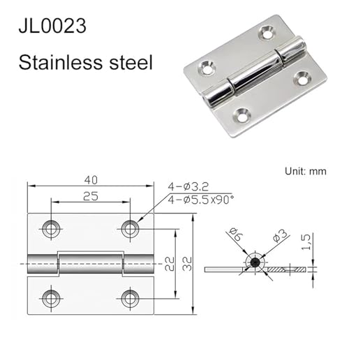 Charnière pliable acier inoxydable ouverture 180 degrés à plat - 3