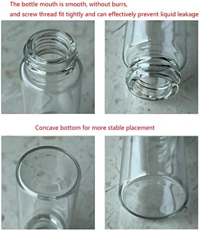 10ml Clear Glass Vials with Screw Caps and Plastic Stoppers, Small Liquid Sample Vial, Leak-Proof Vial, 50PCS