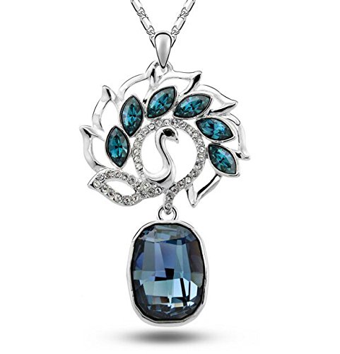 YouBella Crystal Jewellery Elegant Dancing Peacock Pendant Set/Necklace Set for Girls and Women (Silver) (B01LW8I5Q4) Amazon Price History, Amazon Price Tracker